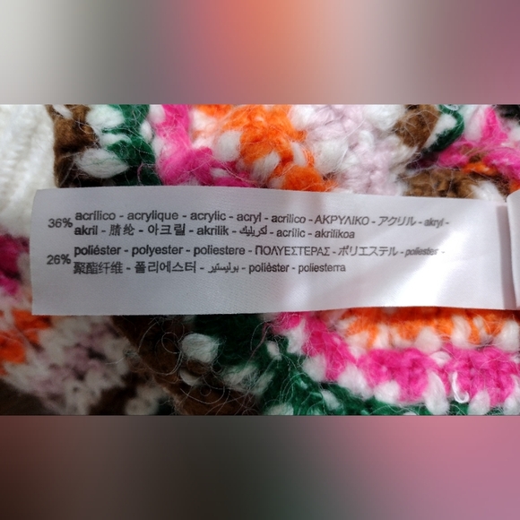 Zara Rainbow Striped Knit Sweater Cardigan Women's S Multicolor Artsy Retro 90s - Picture 9 of 10